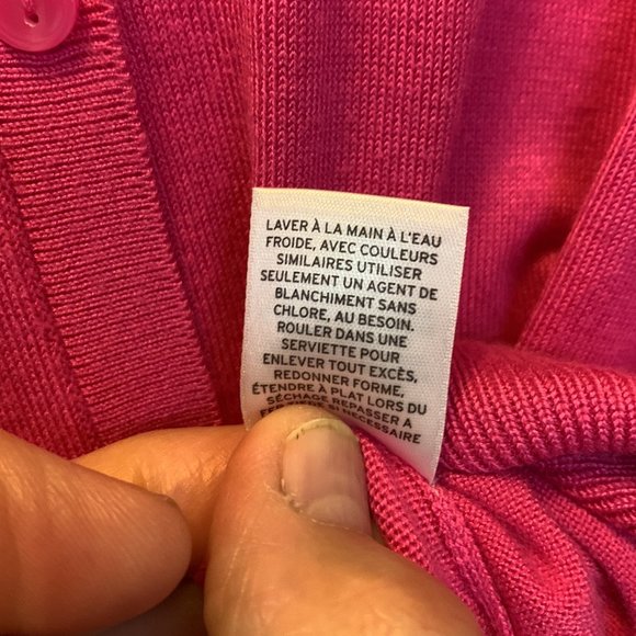 Halogen Barbie Hot Pink Long Sleeve Button Down Soft Sweater Cardigan Size S - Picture 11 of 13